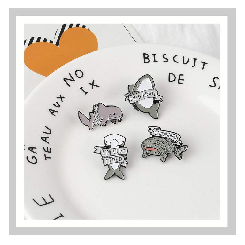 4Pcs Creative Lovely Ocean Animal Brooch Pins Whale Shark Enamel Lapel Pin Lettering Pins Schoolbag Micro Cap Top Lapel Badge - NewNest Australia