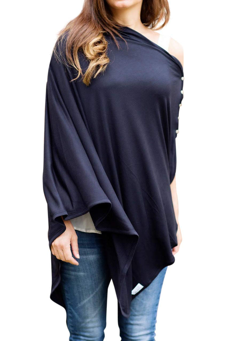 Super Soft Breastfeeding Cover, Nursing Cover, Shawl, Wrap, Scarf, Poncho, Swaddle, Stroller Blanket & Baby Car Seat Cover, 100% Viscose, Oeko-Tex Certified, 57" x 27.5" by Byrd & Blume (Navy) Navy - NewNest Australia