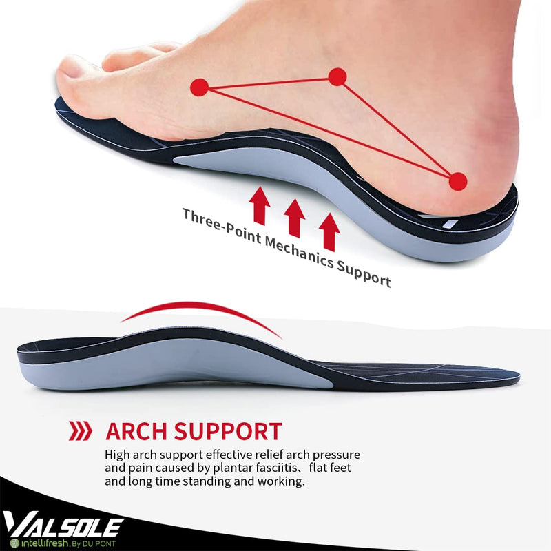 VALSOLE Heel Spur Insoles Orthopedic Insoles Shoe Insoles for Arched Splayfoot, Flat Feet, Plantar Fasciitis Shoe Insoles (41-43 EU-28cm, Grey) 41-43 EU-28cm - NewNest Australia