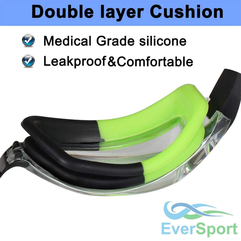 EverSport Swim Goggles Pack of 2 Swimming Goggles Anti Fog for Adult Men Women Youth Kids Pistachio Green/Black & Black - NewNest Australia