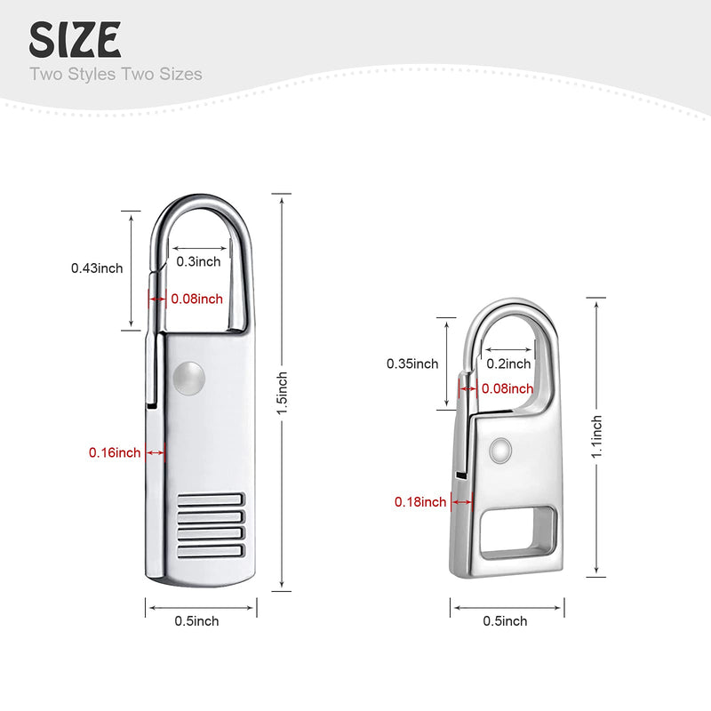 Zipper Pull Replacement, FENGWANGLI 8 Pieces Detachable Zipper Pull Tab Repair Kit for Luggage Clothing Jackets Backpacks Boots Purse Coat, 4 Colors(Silver, Black, Steel and Gold) Rectangle Zipper Pull - NewNest Australia