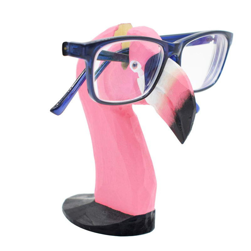 NewNest Australia - VIPbuy Handmade Wood Carving Eyeglasses Spectacle Holder Stand Sunglasses Display Rack Home Office Desk Décor Gift (Flamingo) Flamingo 