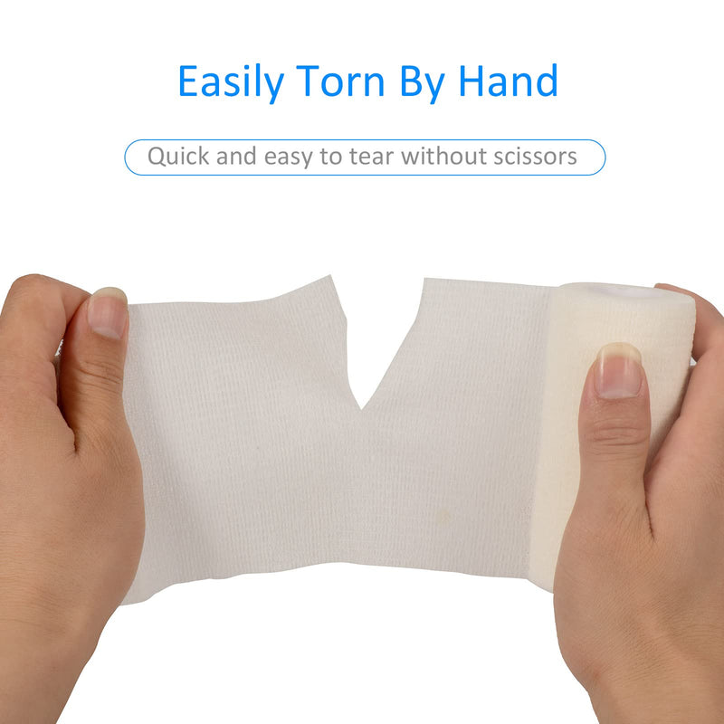Cohesive Bandage Self-Adhesive 10 Cm X 4.5 M, 6 Rolls Fixation Bandage Self-Adhesive Cohesive Bandage For First Aid Dog Veterinary Wrap Tape Sports Elastic Bandage For Wrist, Feet (White) - NewNest Australia