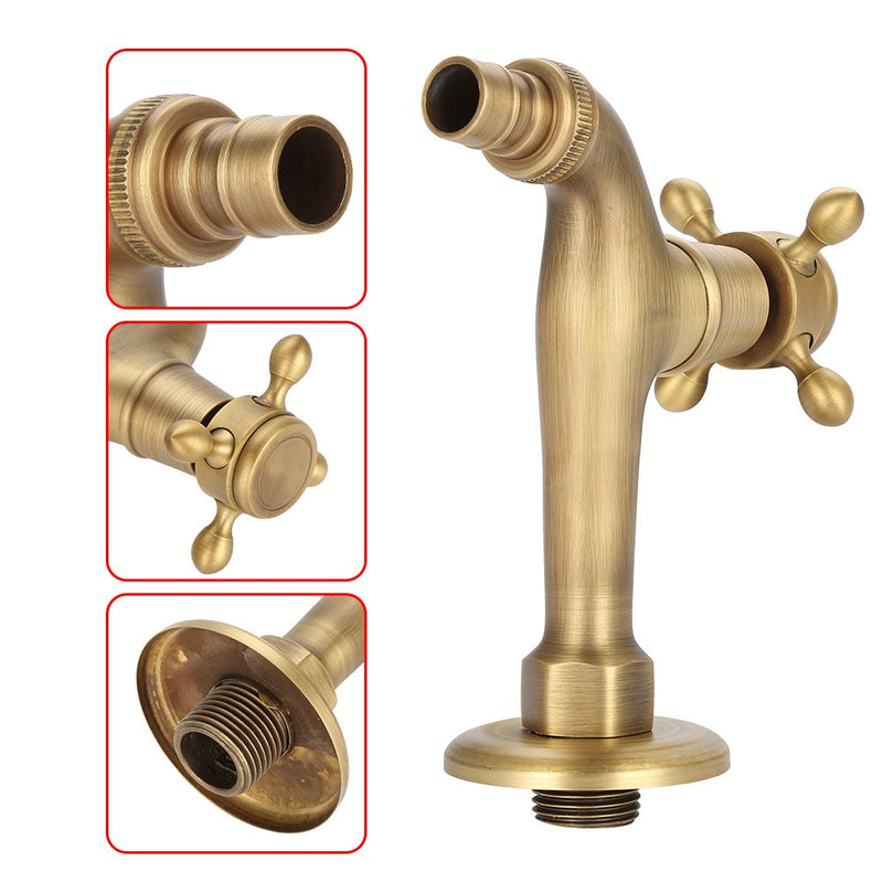 Vintage Solid Brass Single Handle Faucet Washing Hine Faucet Wall Mounted Water Tap Laundry Utility Room Sink Faucets(1#) 1# - NewNest Australia