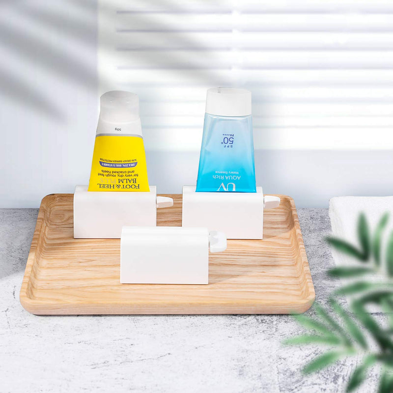 CORNERIA 2pcs Toothpaste Tube Squeezer Plus with Long Size 2.8IN - Premium ABS Plastic & Silicone pad Toothpaste Squeezer Rollers Even Tube Cosmetics, Tube Ketchup etc White - NewNest Australia