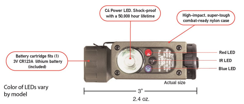 Streamlight 14104 Sidewinder Compact Tactical Flashlight with C4 LEDs and CR123A Lithium Battery, Coyote - 55 Lumens - NewNest Australia