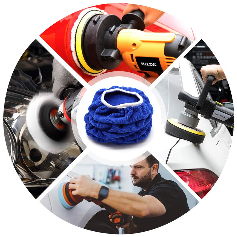 AUTDER Car Polishing Buffing Pads (7 to 8 Inch) Polisher Bonnet - Soft Mircofiber Max Waxer Pads - Polishing Bonnet for Most Car Polishers 6Pcs - Blue Microfiber 6Pcs 7-8 Inches - NewNest Australia