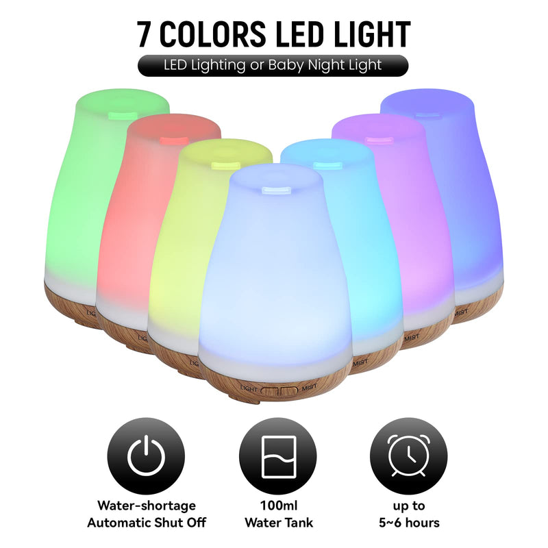 Aroma Diffuser 100ml Colorful Ultrasonic Humidifier Aroma Diffuser/Aromatherapy Essential Oil Diffuser Cool Mist Humidifier for Home, Yoga, Office, Spa, Bedroom, Baby Room - NewNest Australia