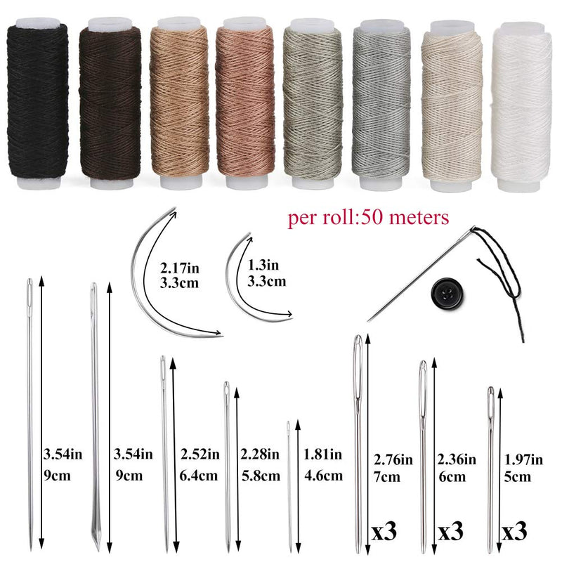 Leather Sewing Upholstery Repair Kit with Sewing Awl, Seam Ripper, Leather Hand Sewing Stitching Needles, Sewing Thread, Leather Craft Tool Kit for Beginners and Professionals Leather Craft DIY - NewNest Australia