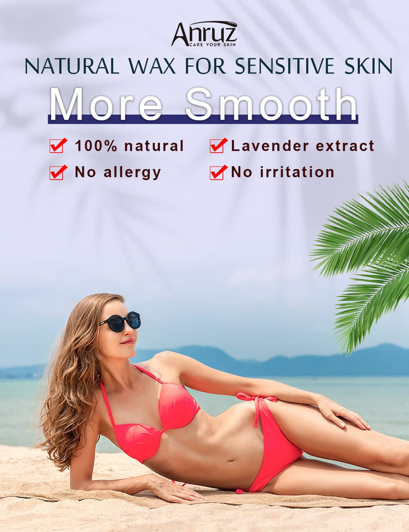 Anruz Waxing Beads For Sensitive Skin - 453G Wax Beads Hair Removal With 20 Applicators - Purple Wax Beads For Eyebrows, Face, Fine Hair At Home Waxing For Wax Warmers - NewNest Australia
