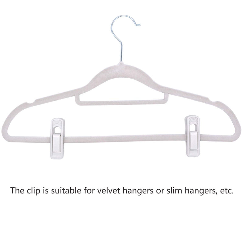 NewNest Australia - Tinfol 40pc Hanger Clips - White Strong Pinch Grip Clips for Use with Slim-line Clothes Velvet Hangers, Multi-Purpose Finger Clips for Home 
