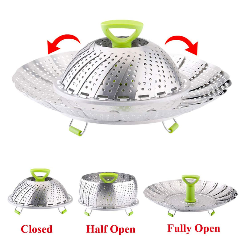 Vegetable Steamer Basket, Stainless Steel Folding Steamer Basket Insert for Veggie Fish Seafood Cooking, Expandable to Fit Various Size Pot (5.1" to 9") ZG -Small - NewNest Australia