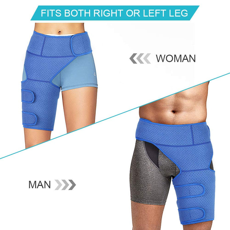 Hamstring Compression Support, Breathable Groin Support Bandage Thigh Support Brace for Pulled Muscles, Joint Pain, Hip, Thigh, Hamstring Injury and Sciatic Nerve Pain Relief, Fits Men & Women(Blue) - NewNest Australia