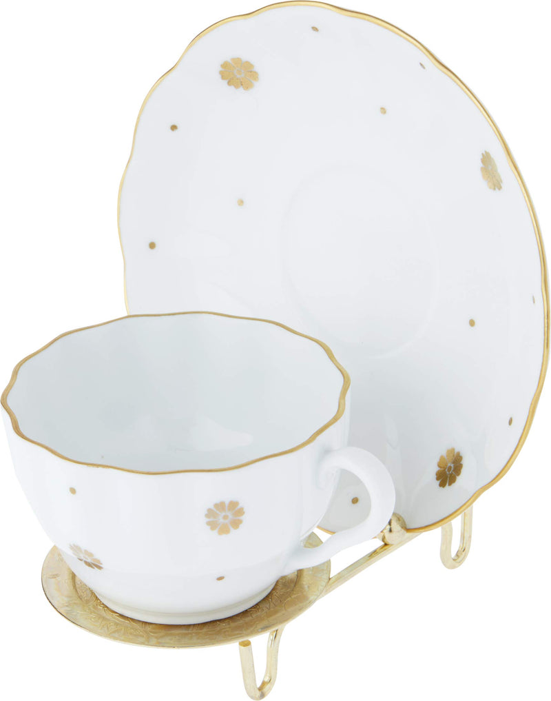 NewNest Australia - Bard's Ornate Shiny Gold-Toned Cup & Saucer Stand, 3" H x 2.75" W x 4" D, Pack of 2 