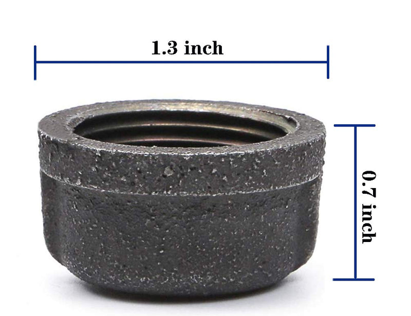 Black Malleable Iron Cast Pipe Fitting Cap for Steampunk Vintage Shelf Bracket DIY Plumbing Pipe Decor Furniture，10 Packs (3/4 Inch) 3/4 Inch - NewNest Australia
