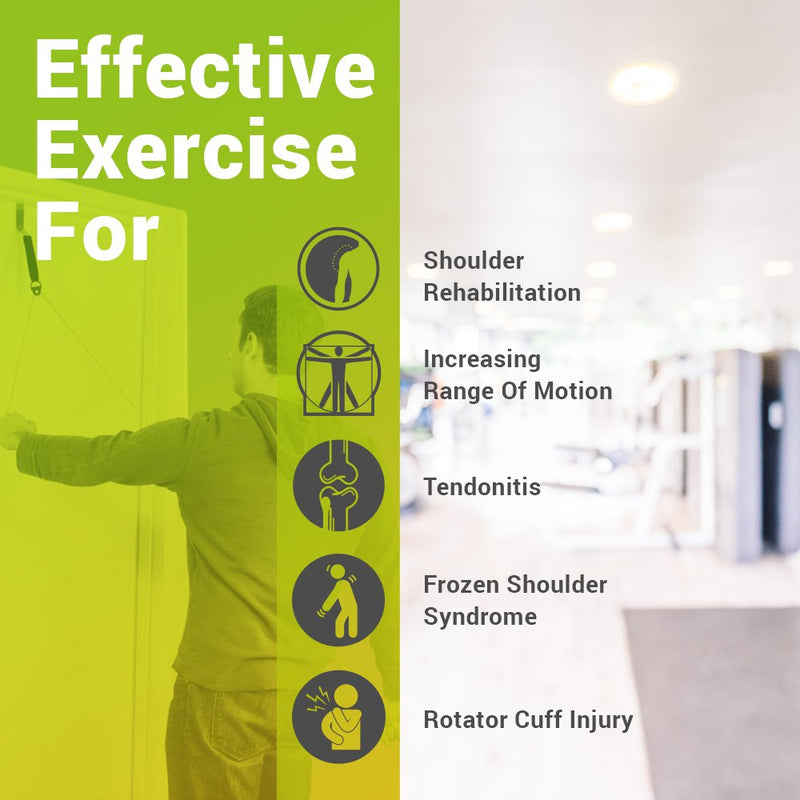BodyHealt Overhead Shoulder Pulley - Door Exercise Equipment for Back Workout & Arm Exercise. Exercise Pulley Over The Door for Shoulder Rehab. Range of Motion Exerciser & Rehab Pulley System (Strap) - NewNest Australia