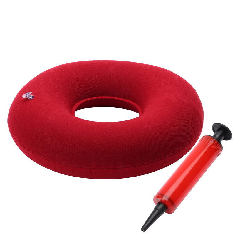 Genenic Portable Doughnut Cushion Hemorrhoid Pillow Cushion Used to Prevent Bedsores and Relieve Pain in the Tail Bone Round Inflatable Anti-pressure Cushion, Including Air Pump (Red) Red - NewNest Australia