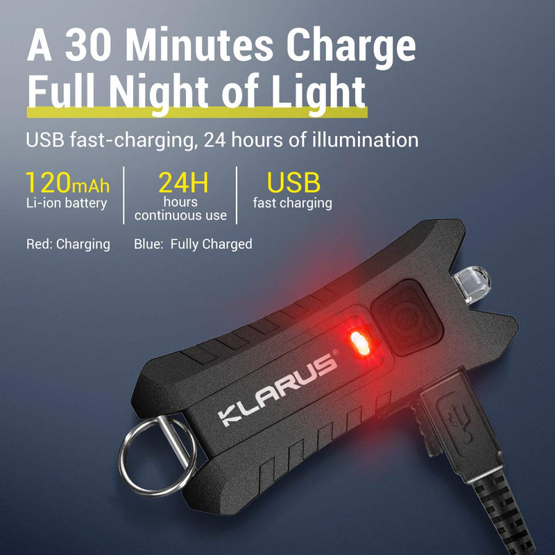 Klarus Mi2 Super Lightweight and Compact Rechargeable LED Keychain Flashlight, 40 Lumens EDC Flashlight with Built-in Battery and USB Cable(Blue) Blue - NewNest Australia