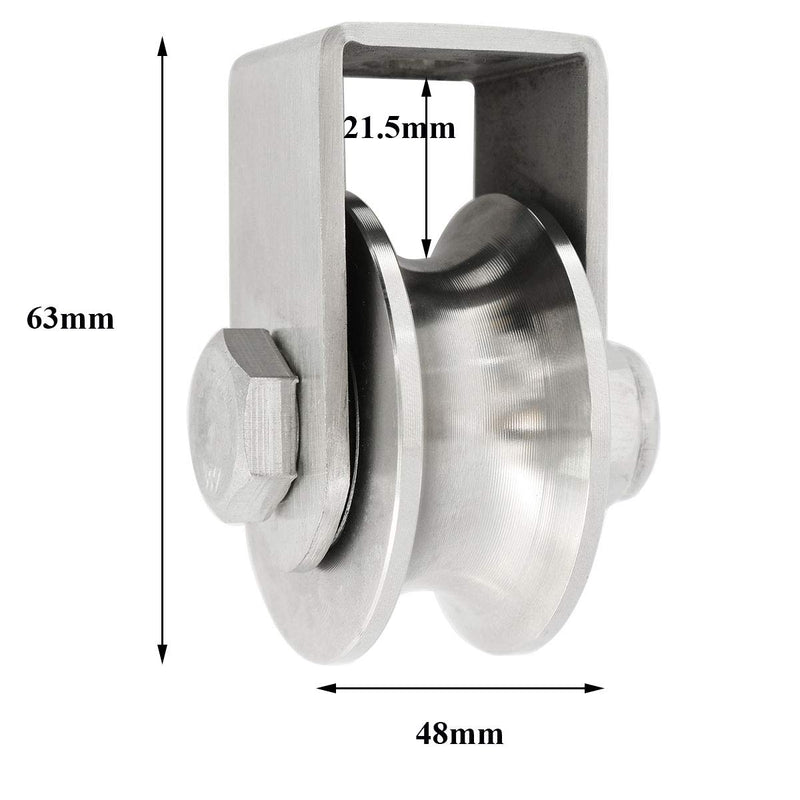 heyous Stainless Steel U-Type Groove Sliding Wheel Roller Track Rail Fixed Pulley with Bearing, Silver Tone, Long Style - NewNest Australia