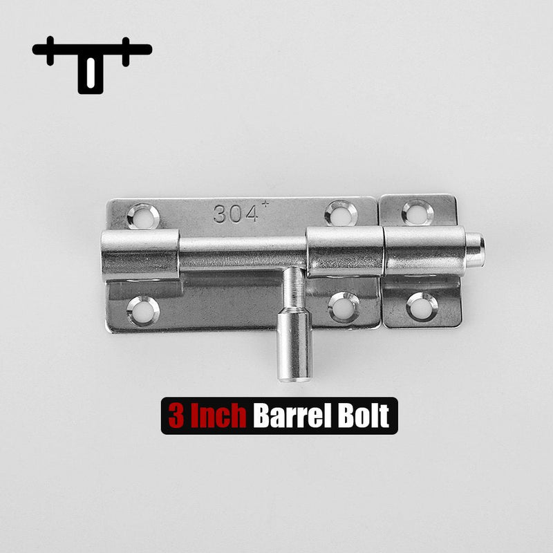 JQK Barrel Bolt Door Latch, 304 Stainless Steel Thickened 1.4mm, 3 Inch Silver, 2 Pack HBB100-P2 2 Pieces - NewNest Australia