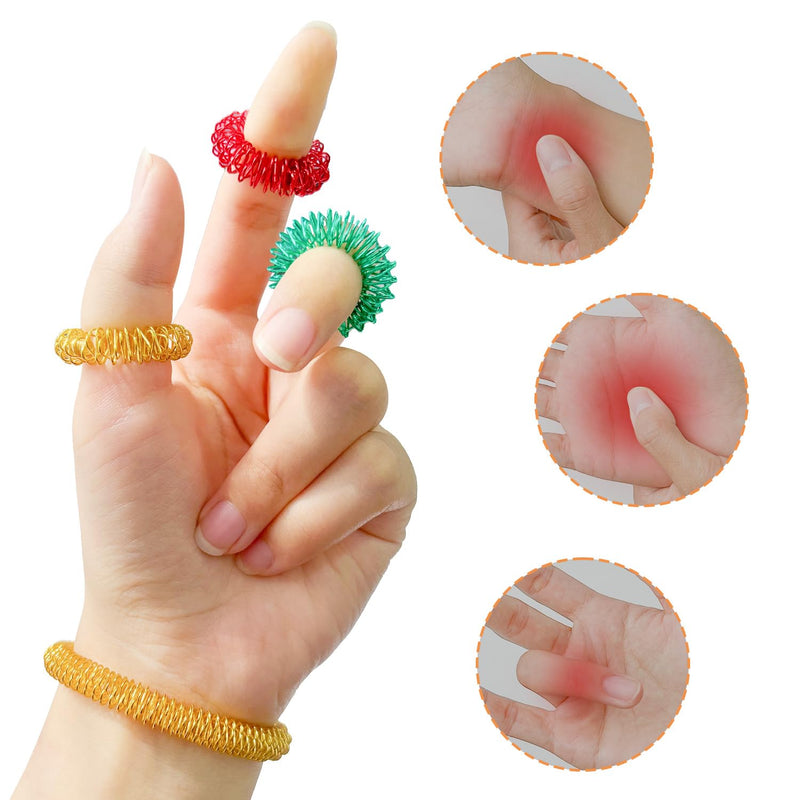 Mis.Moon 50 Pieces Finger Massage Ring And 2 Pieces Massage Bracelets, 8 Colors Spiky Sensory Finger Rings Anti Stress Acupressure Rings, Quiet Stress Reducer And Massager - NewNest Australia