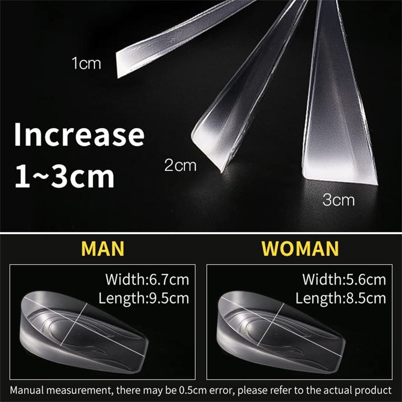 1 Pair Silicone Gel Height Increase Insole Heel Lift Inserts Half Plain Gel Heel Pad Elastic Cushion Arch Support Insert… 2cm Men - NewNest Australia