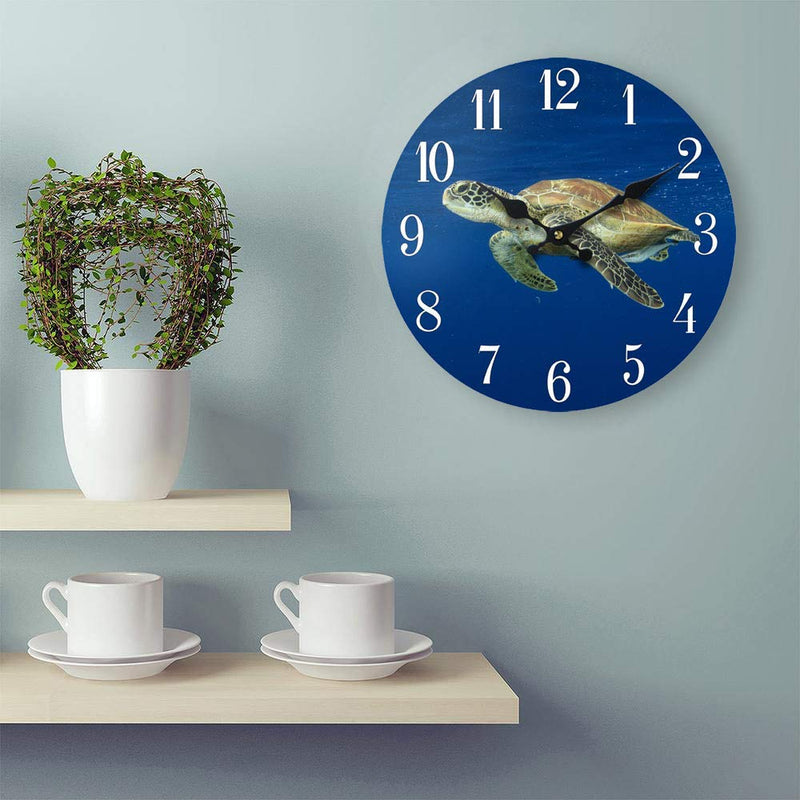 NewNest Australia - Sea Creations New 13"X13" Turtle Wood Wall Clock Home Wall Decor Marine Coastal Nautical Beach 