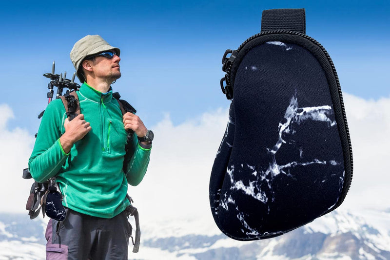 Spacmirrors Asthma Inhaler Holder Neoprene Protective Portable Carrying Bag Travel Inhaler Mini Case Sleeve for L-Shaped Inhaler, Inhaler Not Included (Marble Black) Marble Black - NewNest Australia
