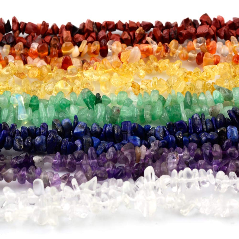 7 Chakra Natural Chip Stone Beads 3-5mm 100g About 500 Pieces Irregular Gemstones Healing Crystal Loose Rocks Bead Hole Drilled DIY for Bracelet Jewelry Making Crafting (3-5mm, 7 Chakra Color Mix) - NewNest Australia