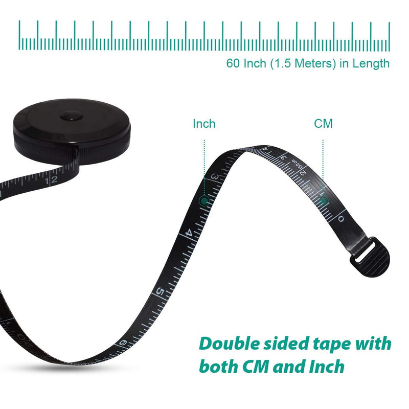 Soft Tape Measure Retractable Measuring for Body Fabric Sewing Tailor Cloth Knitting Craft Weight Loss Measurements Retractable Black Dual Sided Tape Measure Body Measuring 1 Pack - NewNest Australia