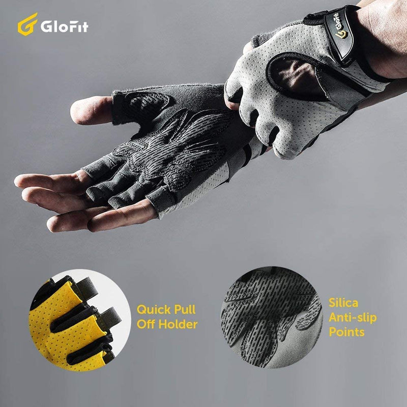LIFECT Freedom Workout Gloves, Knuckle Weight Lifting Shorty Fingerless Gloves with Curved Open Back, for Powerlifting, Gym, Women and Men Grey Large - NewNest Australia