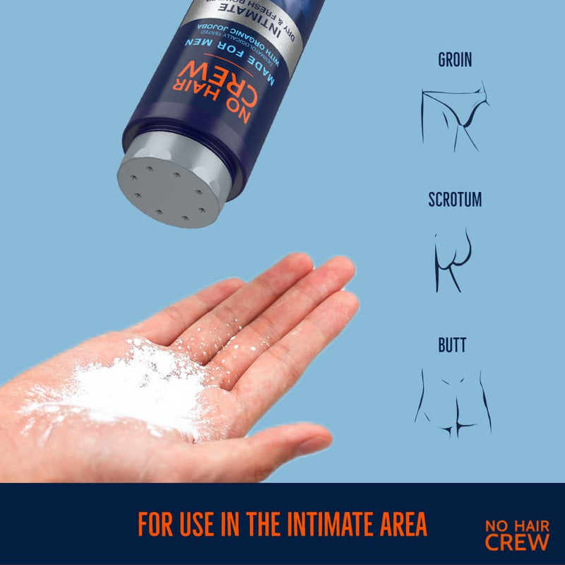 NO HAIR CREW Dry & Fresh intimate powder - premium talc-free body powder for the intimate area - for a dry, fresh skin feeling, for men, 100 g. powder - NewNest Australia