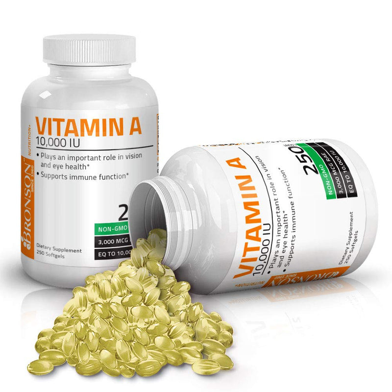 Bronson Vitamin A 10,000 IU Premium Non-GMO Formula Supports Healthy Vision & Immune System and Healthy Growth & Reproduction, 250 Softgels - NewNest Australia