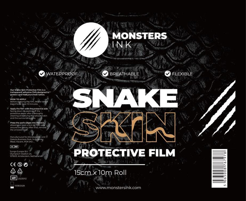 Monsters Ink Second Skin Tattoo Cover & Waterproof Dressings for Wounds 10m x 15cm Tattoo Aftercare Bandage Skin Wrap Roll Great for Tattoo Healing - NewNest Australia