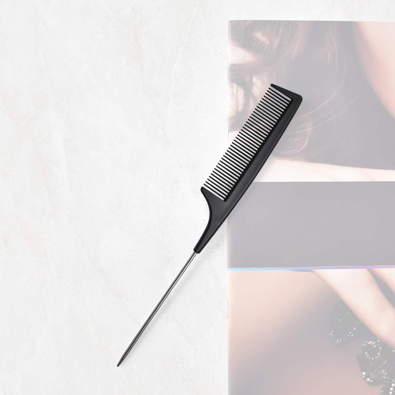 Hair Comb - a Professional Anti-static Carbon Fibre Metal-Pin Tail Comb,Heat Resistant Barber and Salon Rattail Comb with Non-skid Parting Comb,Fine Tooth in Black - NewNest Australia