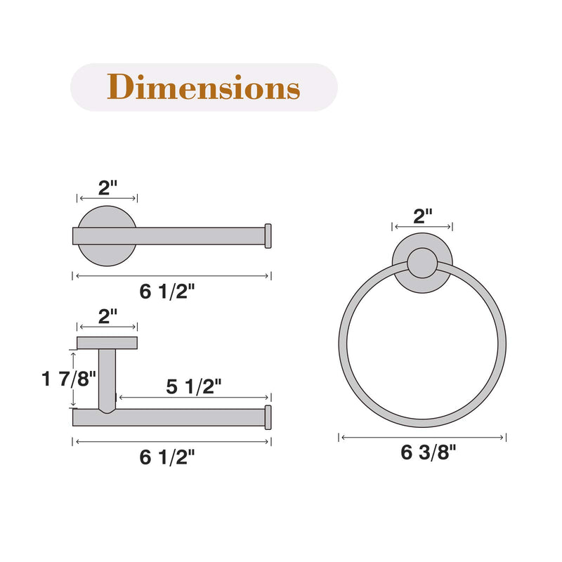 USHOWER Towel Ring and Toilet Paper Holder Combo Set, Durable SUS304 Stainless Steel, Polished Chrome, 2 Piece - NewNest Australia