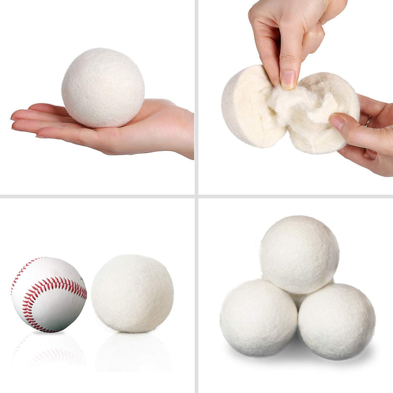 (Upgraded) SnugPad XL Size Wool Dryer Balls Natural Fabric Softener & 100% Organic Premium New Zealand Wool, Reduce Wrinkles & Save Time, Baby Safe & Hypoallergenic, White 6Count 6 Count (Pack of 1) - NewNest Australia