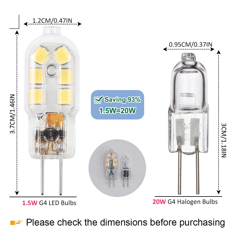 AMAZING POWER G4 LED Bulb, 12V JC G4 Bi Pin Bulb, G4 20W Halogen Bulb Replacement, Warm White 3000K, 5-Pack 5 Count (Pack of 1) - NewNest Australia