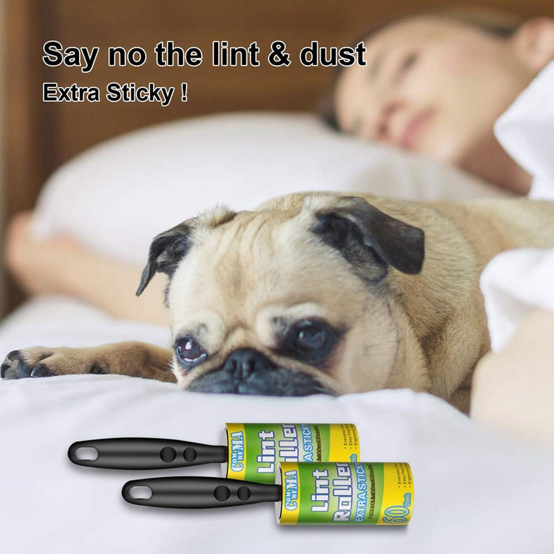 COMMEMA Lint Rollers for Pet Hair Extra Sticky, Pet Hair Remover, Lint Remover, Lint Roller Set Brush for Dog & Cat Hair Removal, Clothes, Furniture, 2 Handles with 4 Refills, 240 Total Sheets - NewNest Australia