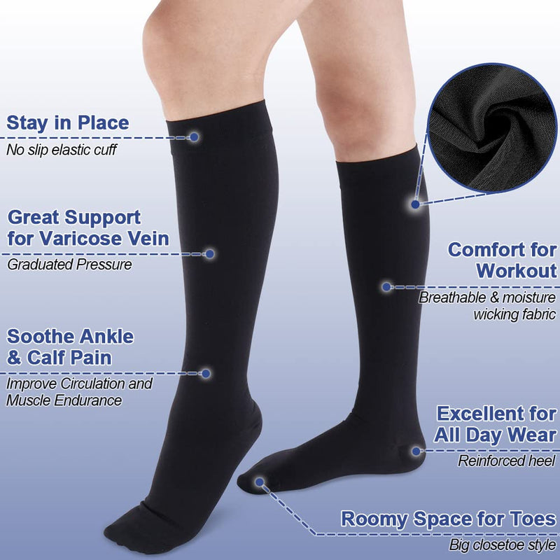 Beister Medical Compression Stockings Women Men 20-30 mmHg Closed Toe Support Stockings Graduated Support for Varicose Veins, Edema, Pregnancy M Black - NewNest Australia