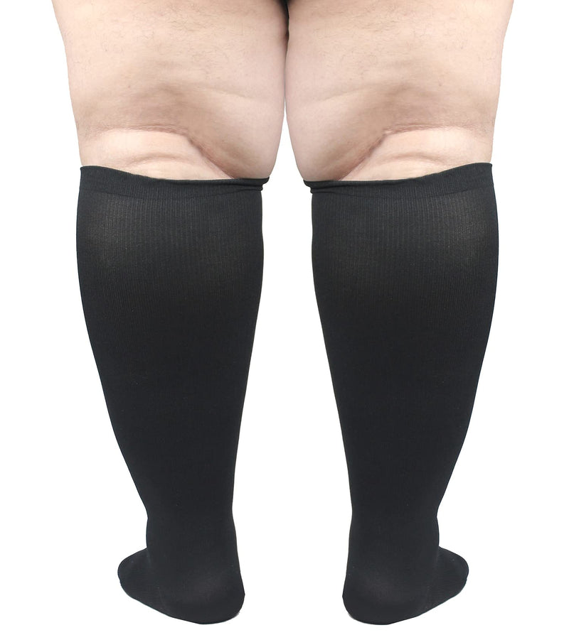 XIMISUN Plus Size Compression socks for women men, flight socks knee high support wide calf compression socks medical for nurse seniors flights fitness cycling 4XL Black-3 Pairs - NewNest Australia