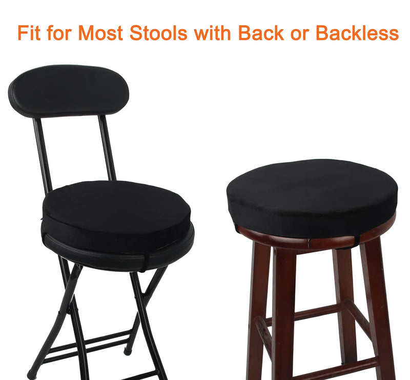 Augld Bar Stool Cushion Round, 2 Pack Small Kids Chair Pad with Ties 12x12x2 Black 12"x12" - NewNest Australia