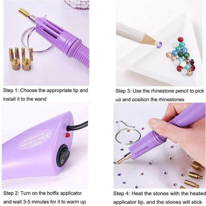 Hotfix Applicator, 7-in-1 Hot Fix Rhinestone Applicator Wand Setter Tool Kit with 7 Tips, 2 Pencils and Tweezers - NewNest Australia