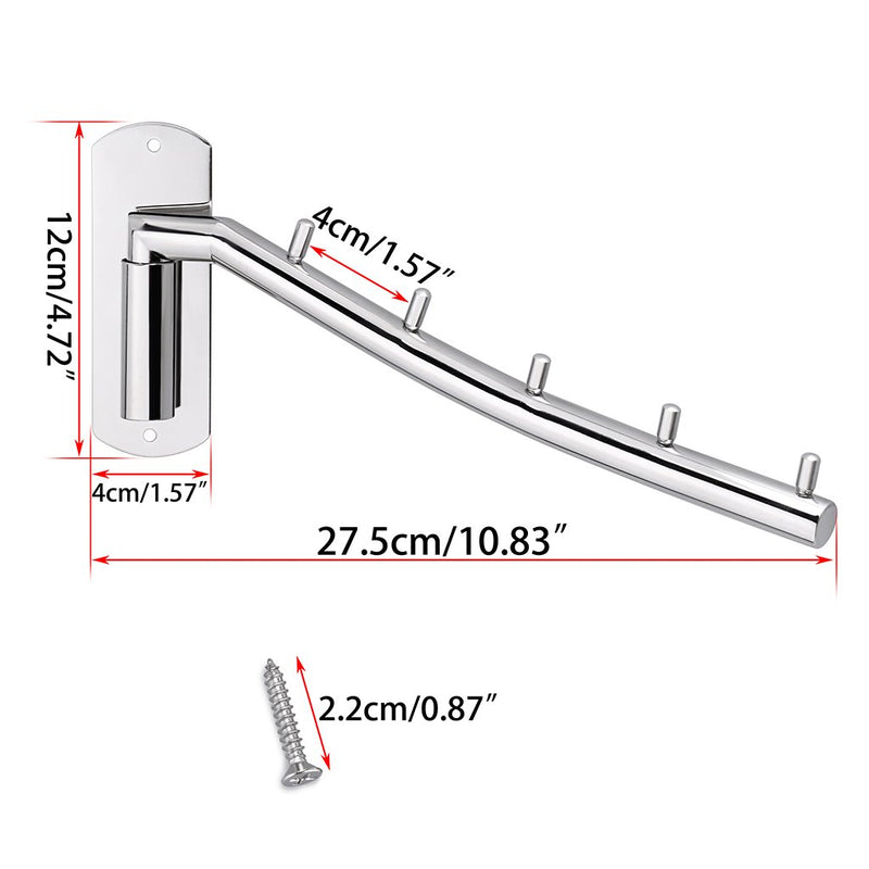 NewNest Australia - Sumnacon Wall Mounted Clothes Hanger Rack, Stainless Steel Garment Hooks with Swing Arm Holder, Space Saver Coat Robe Storage Organizer for Laundry Room Bedrooms, Clothing Drying Rack with 5 Hooks 2 