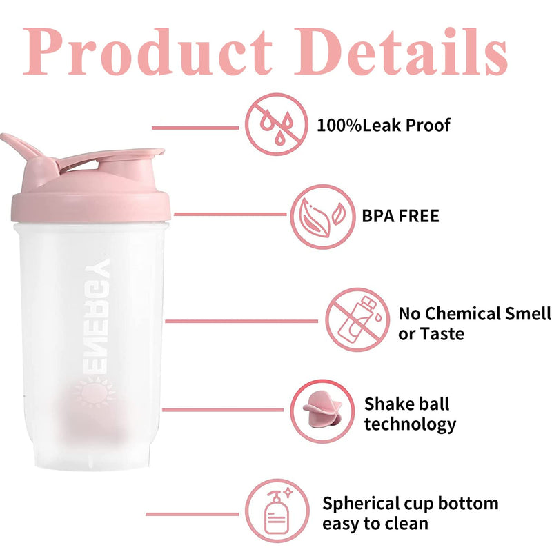 Pubiao Shaker for Protein and Sports Drinks Protein Shaker Cup Sports Supplement Shaker with Mixer Ball Fitness Milkshake Portable Workout Water Cup 500ml (Pink) Purple - NewNest Australia