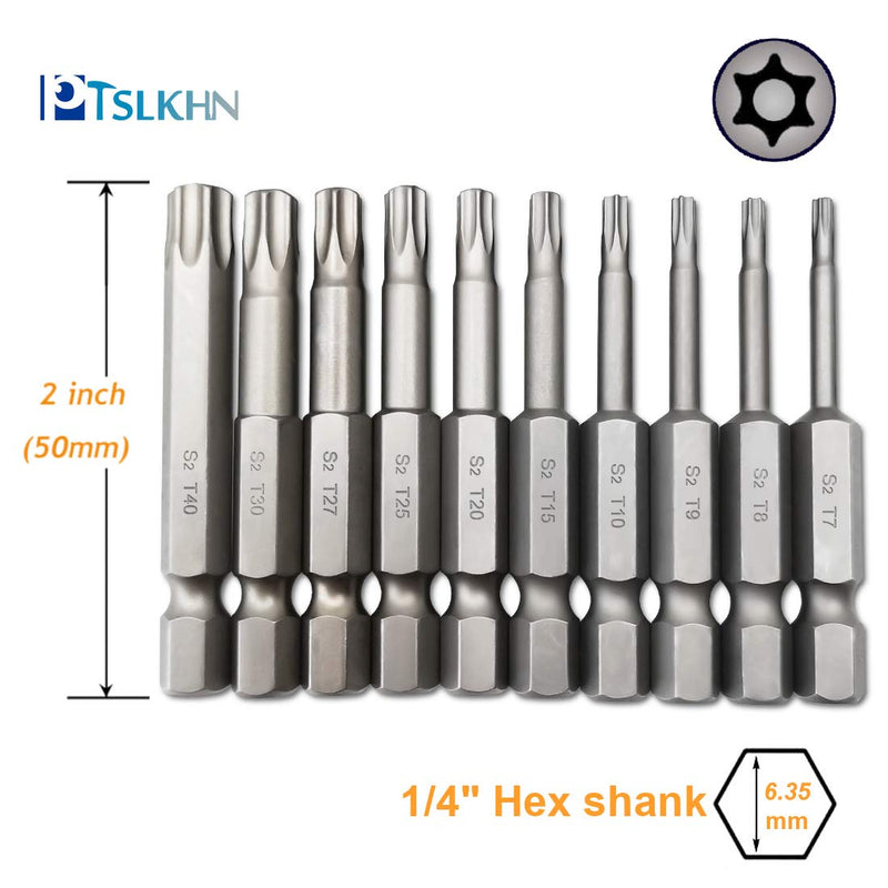 Hardened Torx Bit Set, PTSLKHN S2 [chrome molybdenum vanadium steel] Magnetic Tamper Resistant Star Bits, T7-T40 Security Bit Set, 1/4" Hex Shank 50mm Length - NewNest Australia