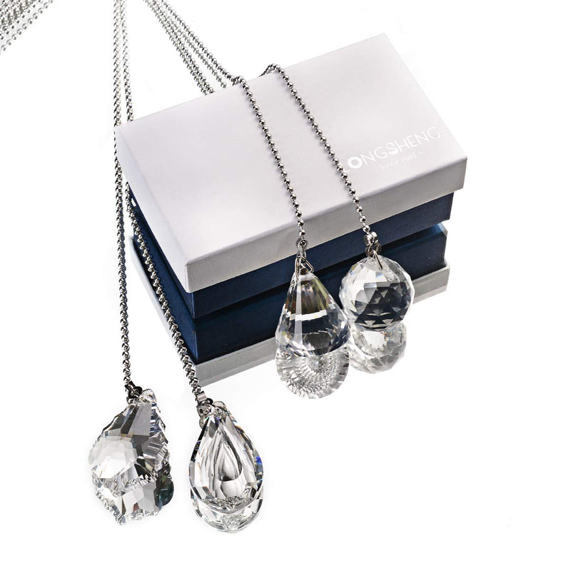 longsheng Clear Crystal Prism Drop Dazzling Crystal Ceiling Fan Pull Chain Pull Chain Extension with Connector for Ceiling Light Fan Set of 4 with Gift Box - NewNest Australia