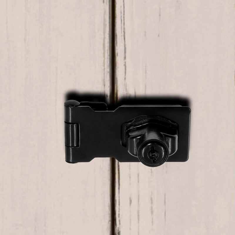 Jiozermi 2 Packs 2.5 Inch Hasp Locks with Keys, Stainless Steel Hasp Latches, Twist Knob Keyed Locking Hasp for Cabinet Small Door, Flat Black - NewNest Australia