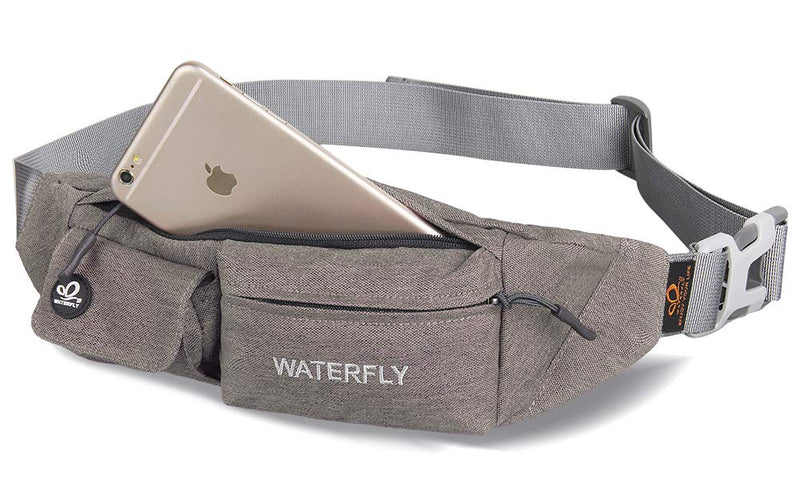 WATERFLY Fanny Pack for Women Men Water Resistant Small Waist Pouch Slim Belt Bag with 4 Pockets for Running Travelling Hiking Walking Lightweight Crossbody Chest Bag Fit All Phones Flaxen - NewNest Australia