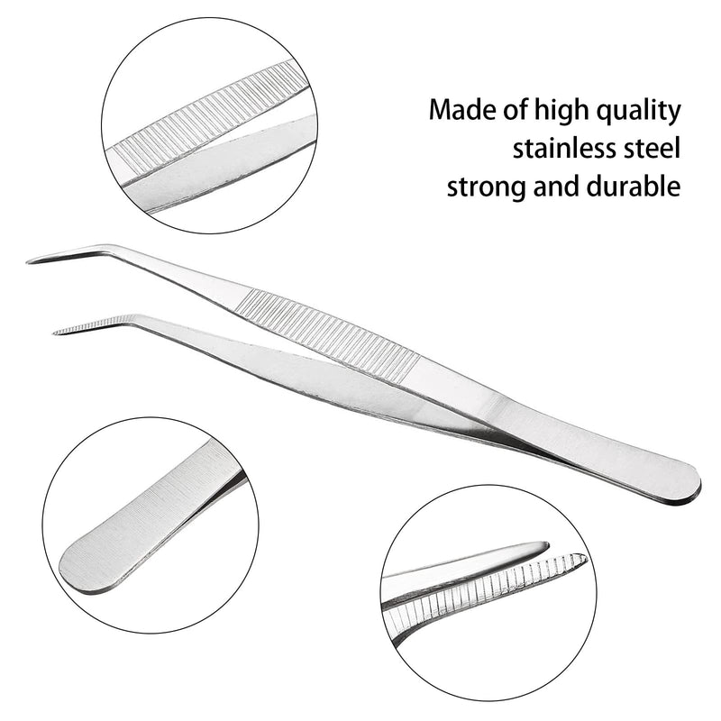 Curved Tweezers Blunt Tweezers 20Cm Stainless Steel Professional Non-Slip Long Straight Tweezers Pack Of 2 Angled Tweezers For Aquatic Pets, Corals, Crafts, Cooking, Repair 20Cm - NewNest Australia